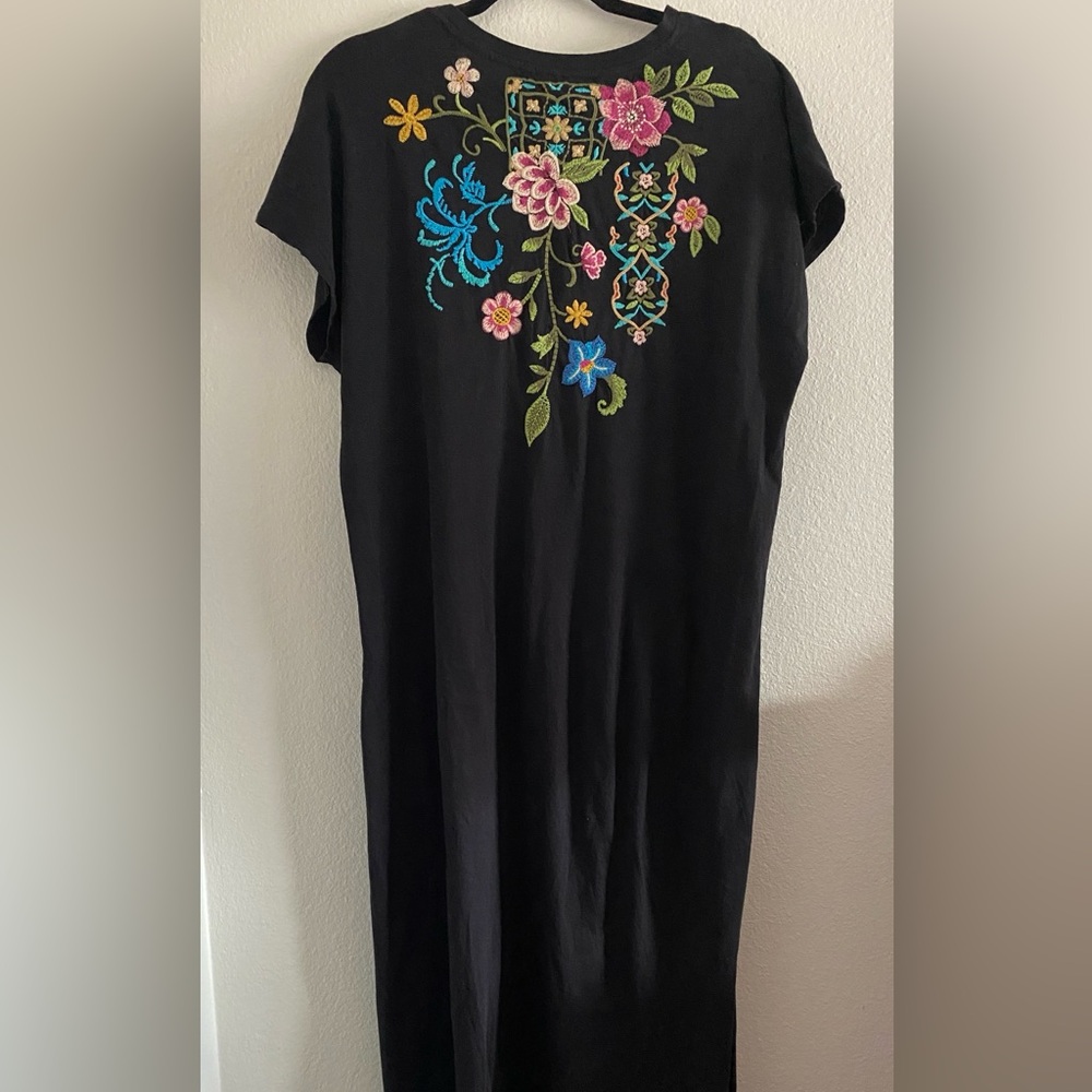 Johnny Was Maxi Dress Black Embroidered Boho S/M - Picture 4 of 7